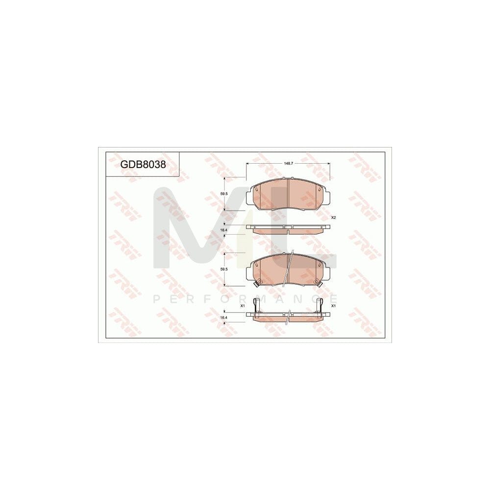 TRW Gdb8038 Brake Pad Set For Honda Civic Ix Saloon (Fb, Fg)