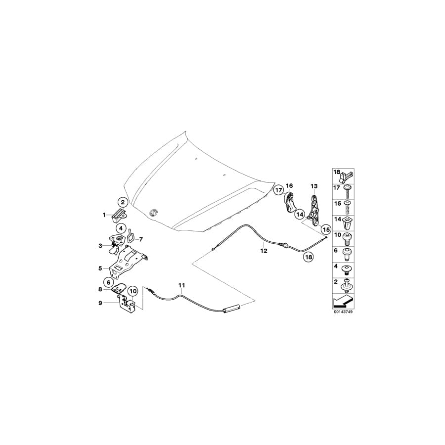 Genuine BMW 51237060529 E87 E90 E91 Bowden Cable, Rear (Inc. 116i)