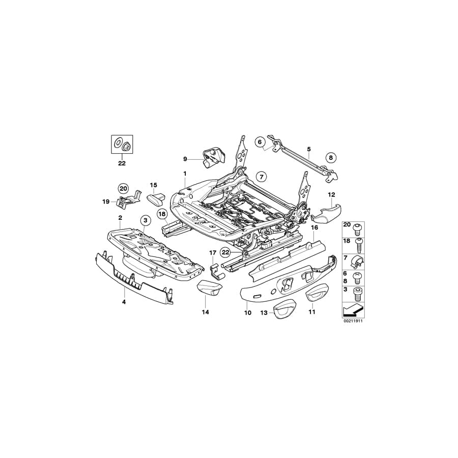 Genuine BMW 52109133415 E88 Seat Mechanism Left (Inc. 125i, 120i & 118i)