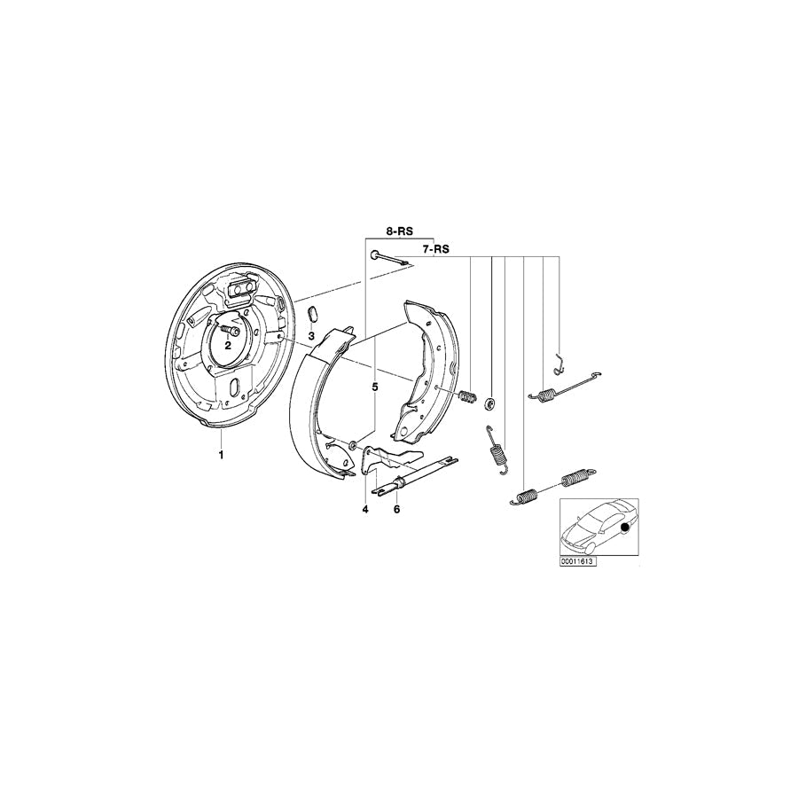 Genuine BMW 34219067127 E36 Repair Kit Brake Shoe With Springs (Inc. 318tds, 316i & 316g)