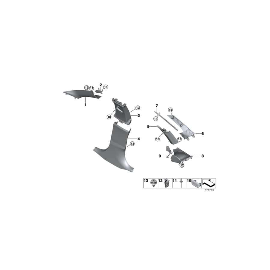 Genuine BMW 51437311223 Retainer, Trim For D-Pillar, Upper Left (Inc. 435i, 430iX & 420i)