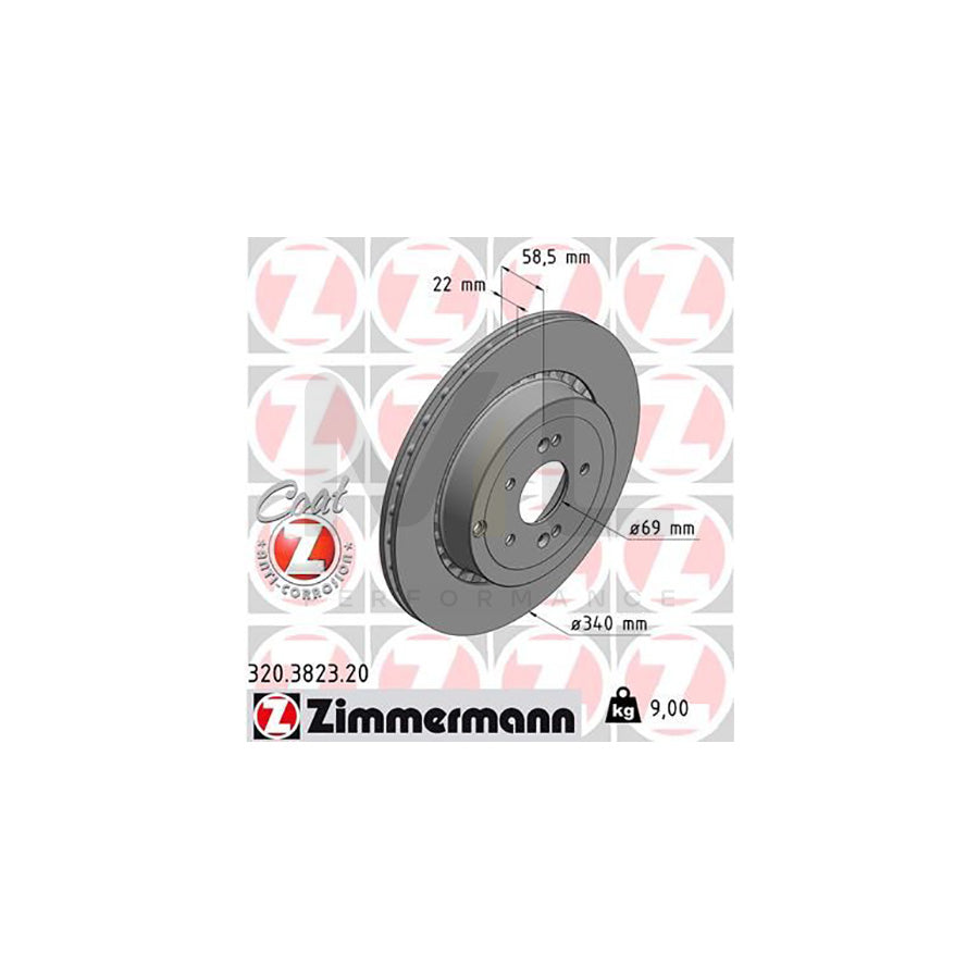 ZIMMERMANN 320.3823.20 Brake Disc for KIA Stinger Hatchback (CK) Externally Vented, Coated - 1 piece
