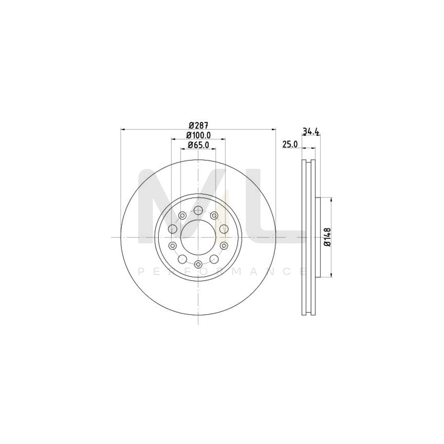 HELLA PRO High Carbon 8DD 355 127-581 Brake Disc Externally Vented, Coated, High-carbon, without wheel hub, without wheel studs | ML Performance Car Parts