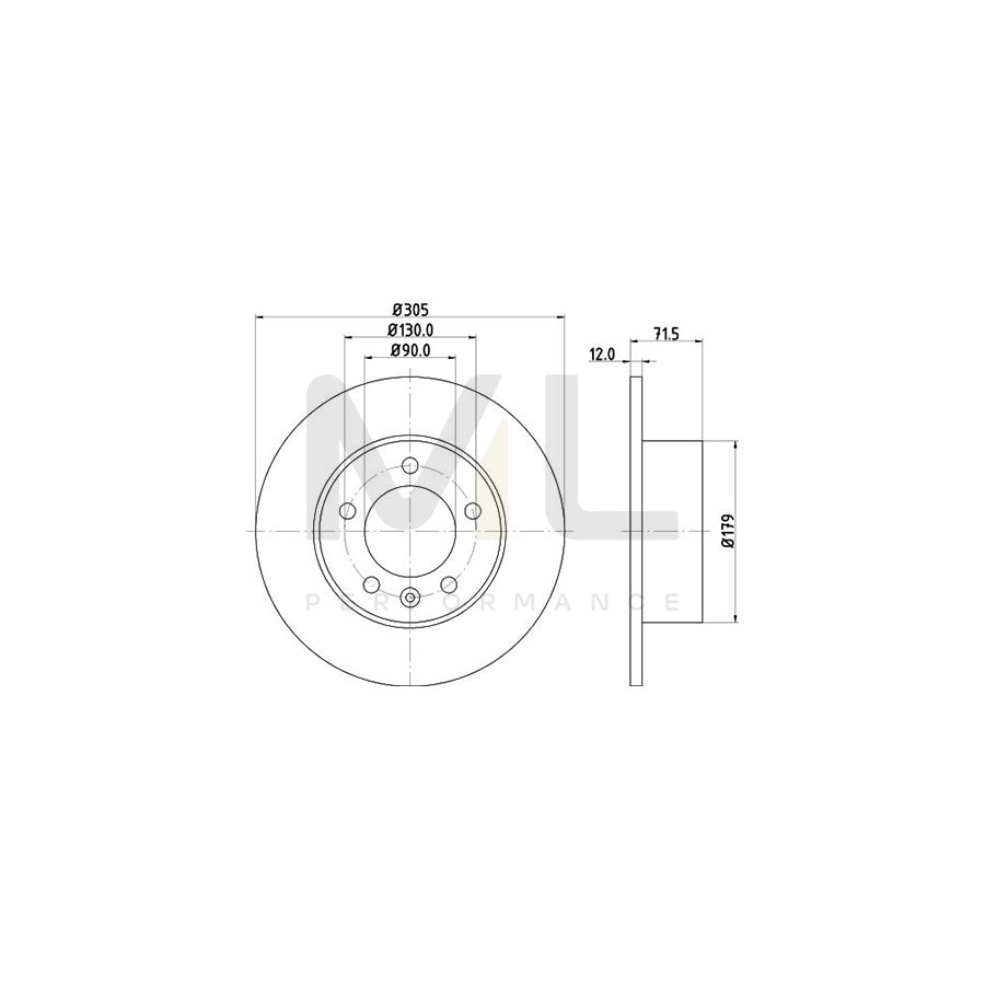 HELLA 8DD 355 117-131 Brake Disc Solid, without wheel hub, without wheel studs | ML Performance Car Parts