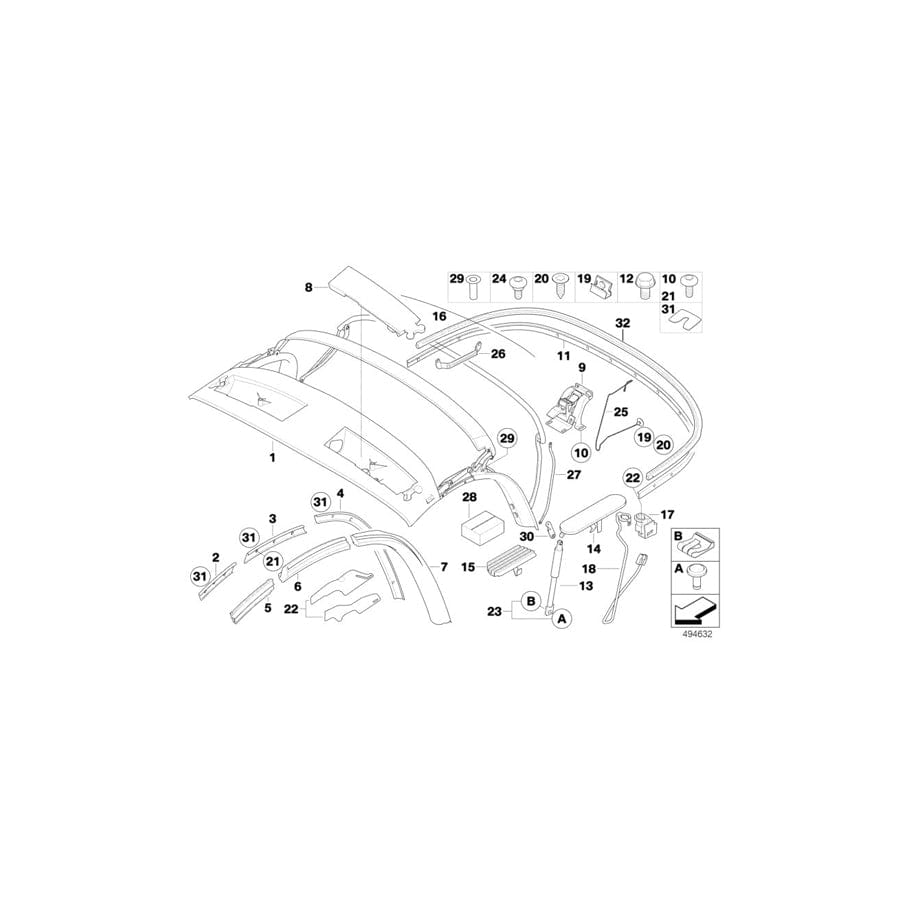 Genuine BMW 54317135314 E85 Bracket, Cable Harness, Right (Inc. Z4 3.0si, Z4 3.0i & Z4 2.0i)