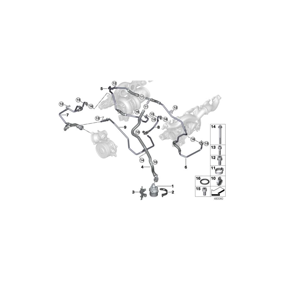 Genuine BMW 11538654395 RR31 G12 Coolant Line, Turbocharger Return Line ZYL. 7-12 (Inc. Cullinan, Cullinan Black Badge & Phantom)