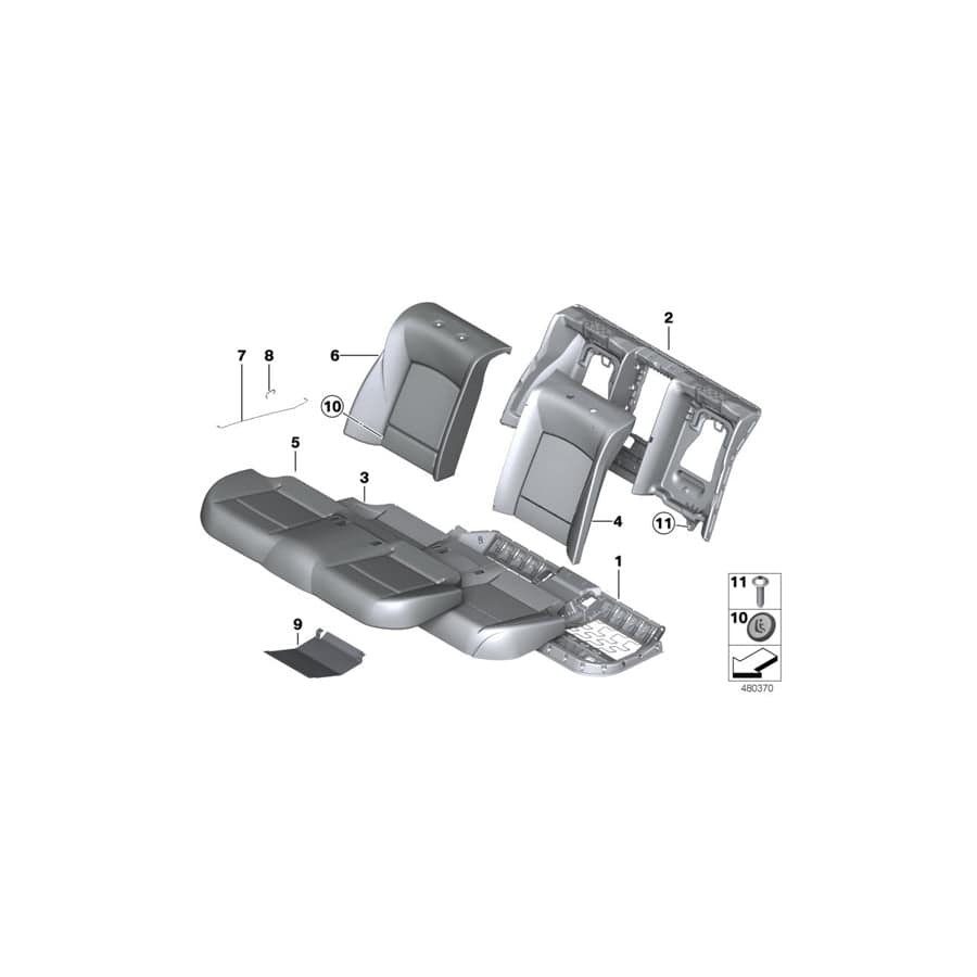 Genuine BMW 52207317285 F02 F01 F04 Cover, Base, Backrest, Perf. Leather, L NASW SCHWARZ (Inc. Hybrid 7L, 750LiX 4.4 & ALPINA B7LX)