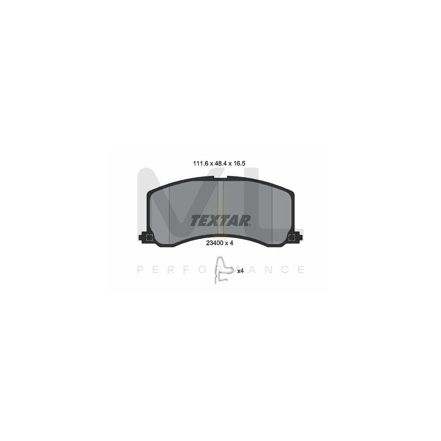 TEXTAR 2340001 Brake pad set with acoustic wear warning