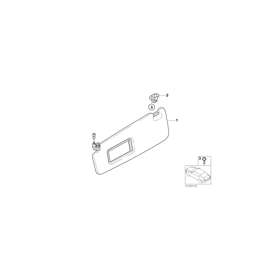 Genuine BMW 51167043532 E65 E66 Right Sun Visor Make-Up Lamp STEINGRAU (Inc. 745i & 745Li)
