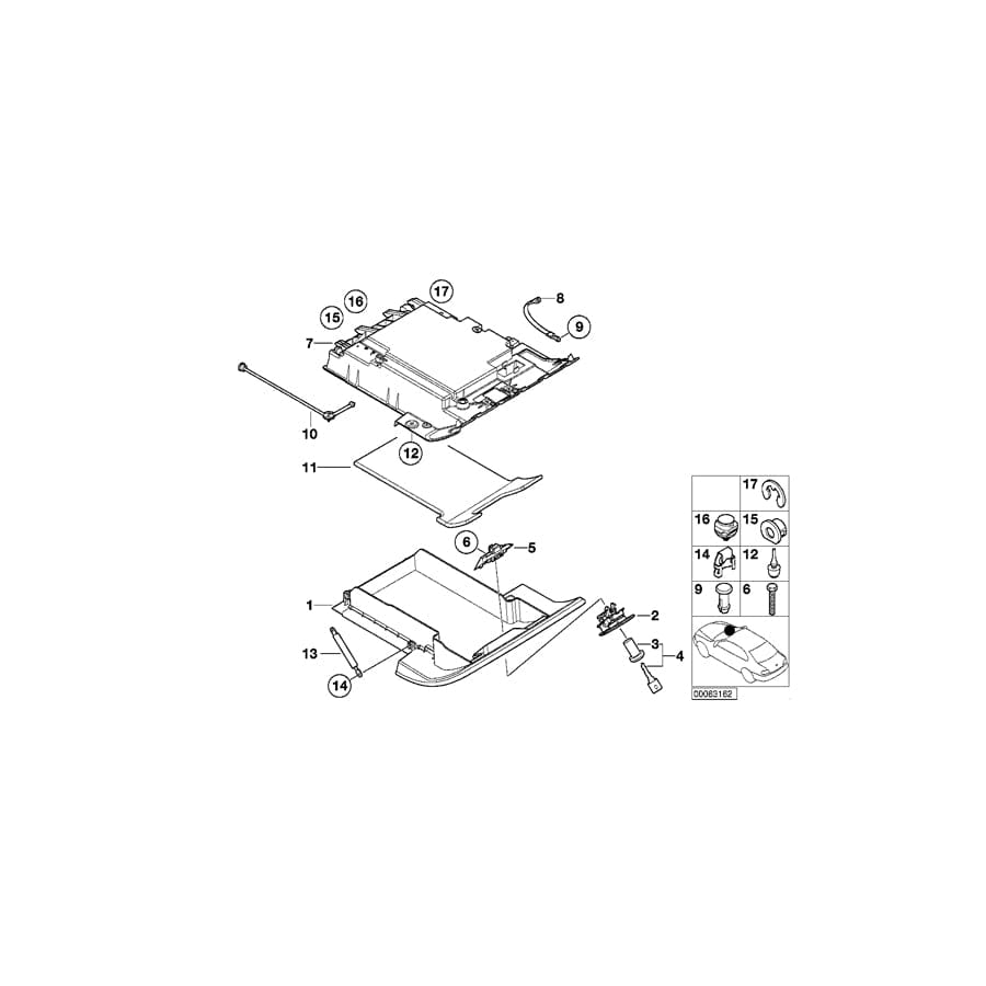 Genuine BMW 51167026225 E52 Glove Box Locking Mechanism (Inc. ALPINA V8 & Z8)