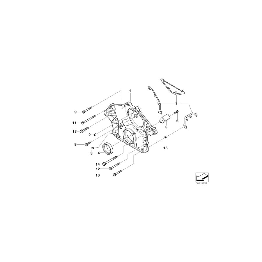 Genuine BMW 11147513438 E65 E66 Timing Case Cover, Bottom (Inc. 760i & 760Li)