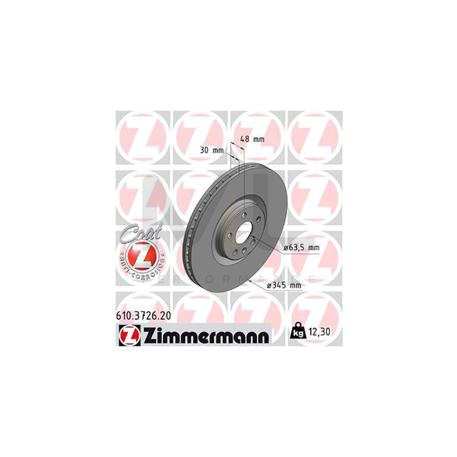 ZIMMERMANN COAT Z 610.3726.20 Brake Disc Internally Vented, Coated - 1 piece