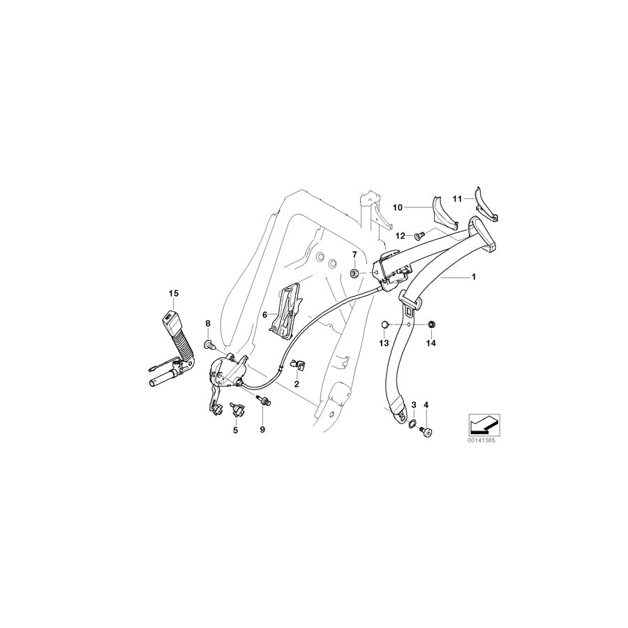Genuine BMW 72119143253 E64 Upper Belt Front Left CREAMBEIGE (Inc. 630i, 635d & 650i)