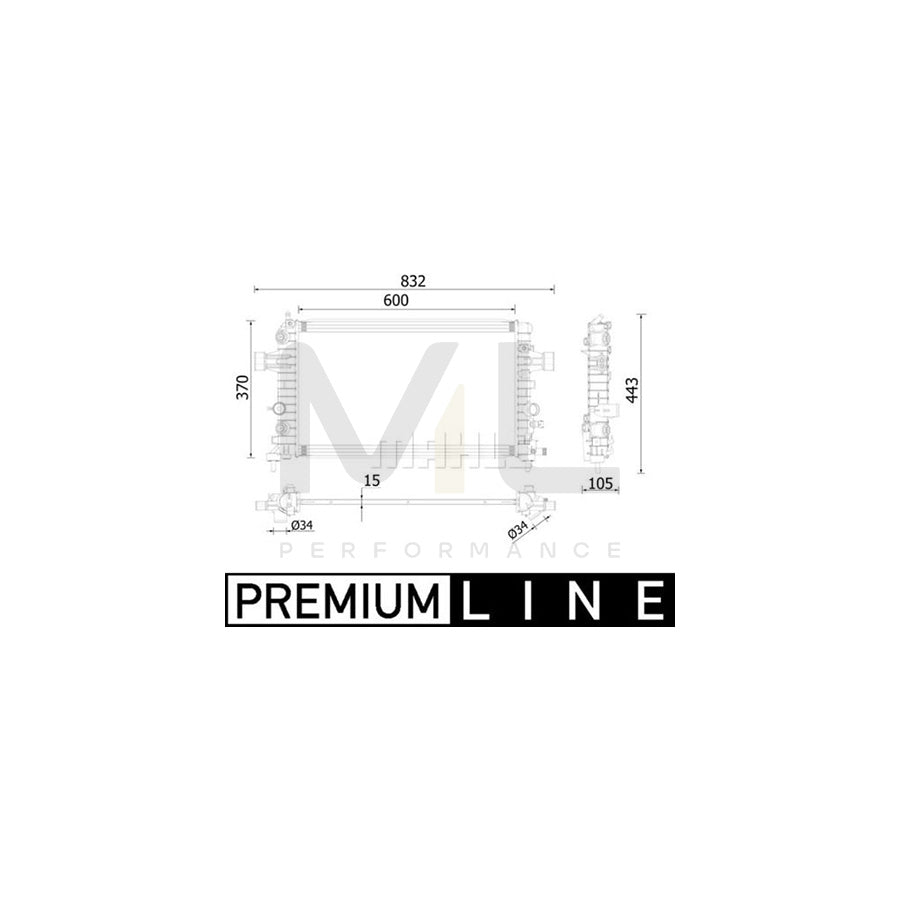 MAHLE ORIGINAL CR 2224 000P Engine radiator Brazed cooling fins, Automatic Transmission | ML Performance Car Parts