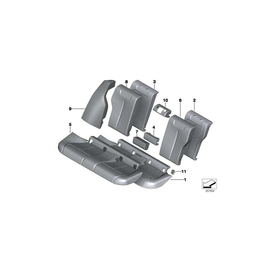 Genuine BMW 52207309882 F34 F31 F30 Upholstery Cover Backrest, Lthr, Cent SATTELBRAUN (Inc. 328iX, 316i & 330d)