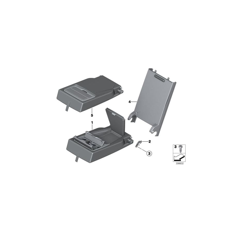 Genuine BMW 52207307936 F34 Armrest, Leather, Rear Center SCHWARZ (Inc. 330iX, 328iX & 340iX)