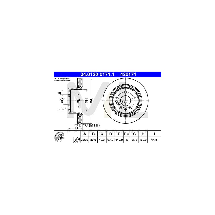 ATE 24.0120-0171.1 Brake Disc Vented, Coated - 1 piece