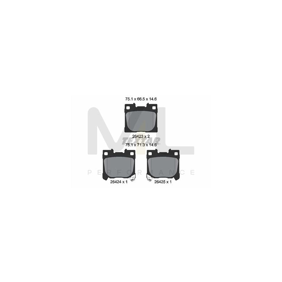 TEXTAR 2642301 Brake pad set for TOYOTA Yaris IV (_P21_, _PA1_, _PH1_) with acoustic wear warning