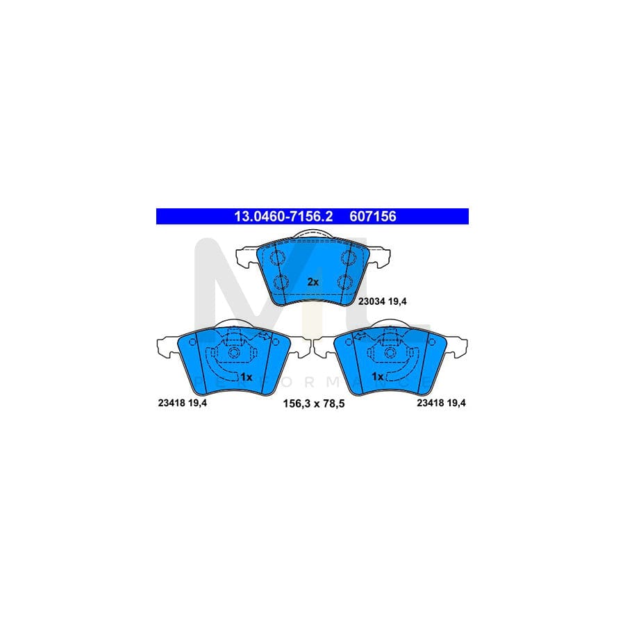 ATE 13.0460-7156.2 Brake pad set for FORD Galaxy Mk1 (WGR) MPV excl. wear warning contact, not prepared for wear indicator