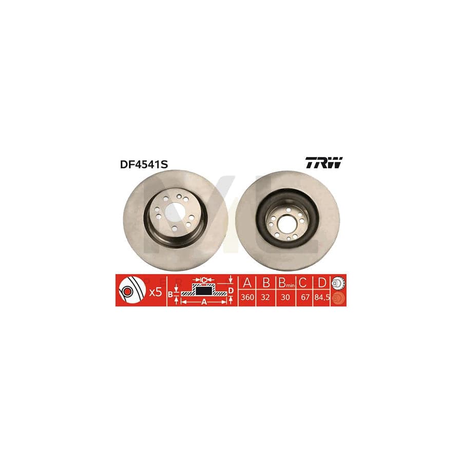 TRW DF4541S Brake Disc suitable for MERCEDES-BENZ S-Class Saloon (W220) Vented - 1 piece