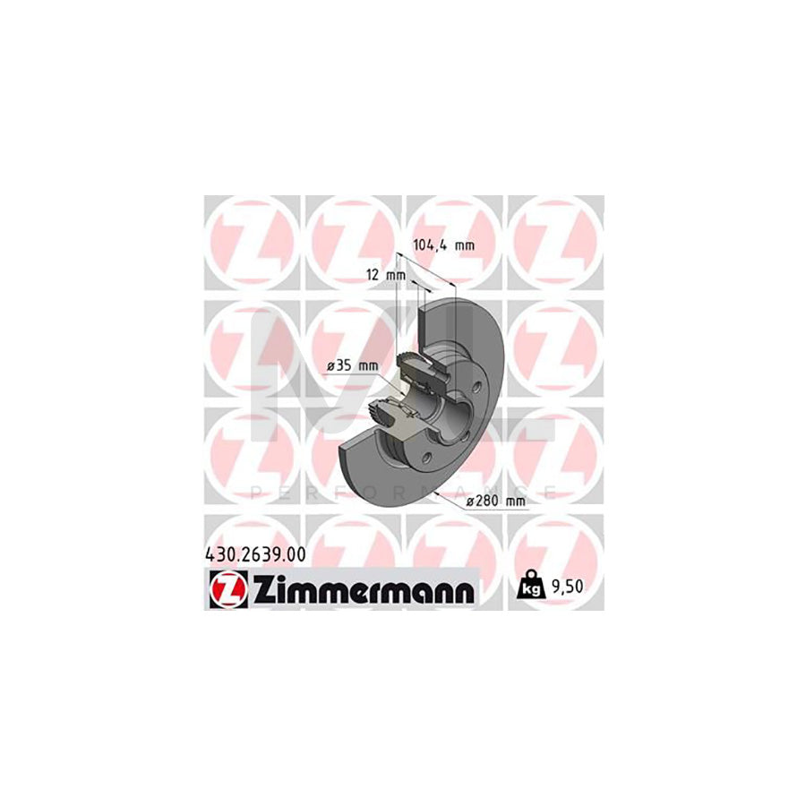 ZIMMERMANN 430.2639.00 Brake Disc Solid, with ABS sensor ring, with wheel bearing - 1 piece