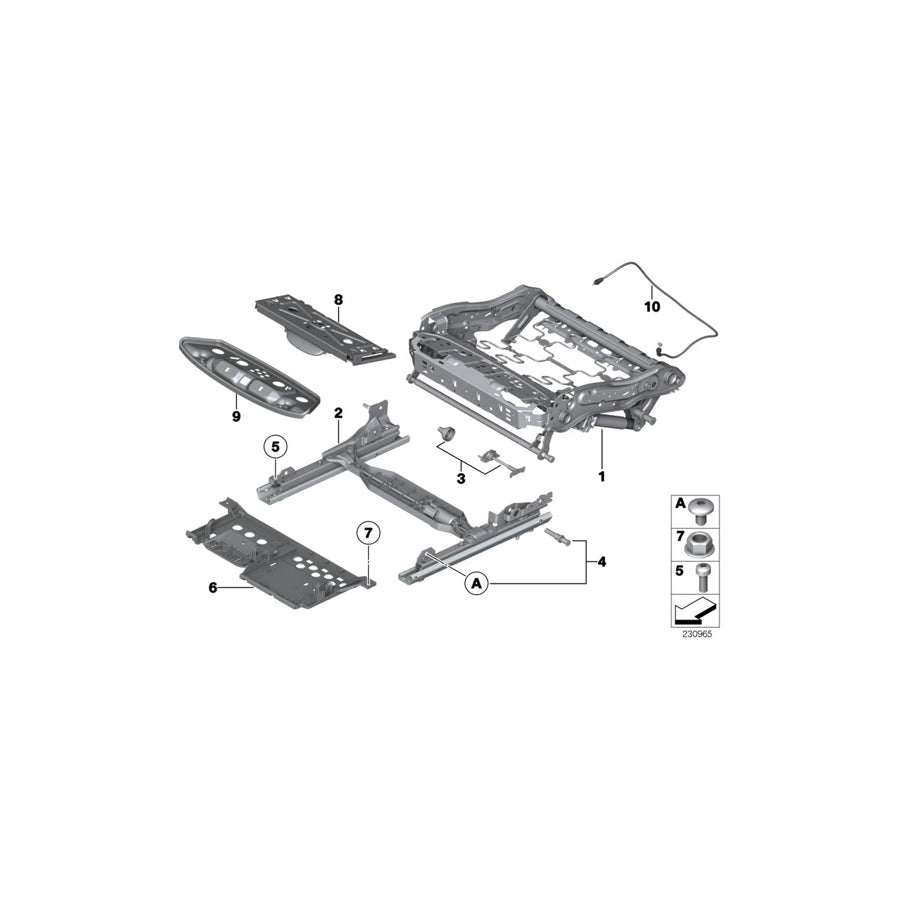 Genuine BMW 52107266341 F03 F01 F11 Seat Frame, Comfort Seat, Left (Inc. 550iX 4.4, 530d 155kW & 740Li)