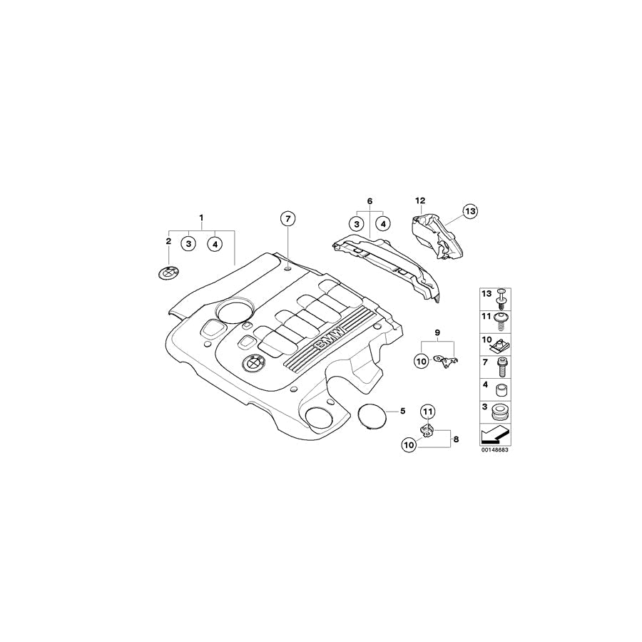 Genuine BMW 11147793088 E60 E61 E83 Acoustic Cover,Pressure Regulating Valve (Inc. 535d, 530d & 525d)