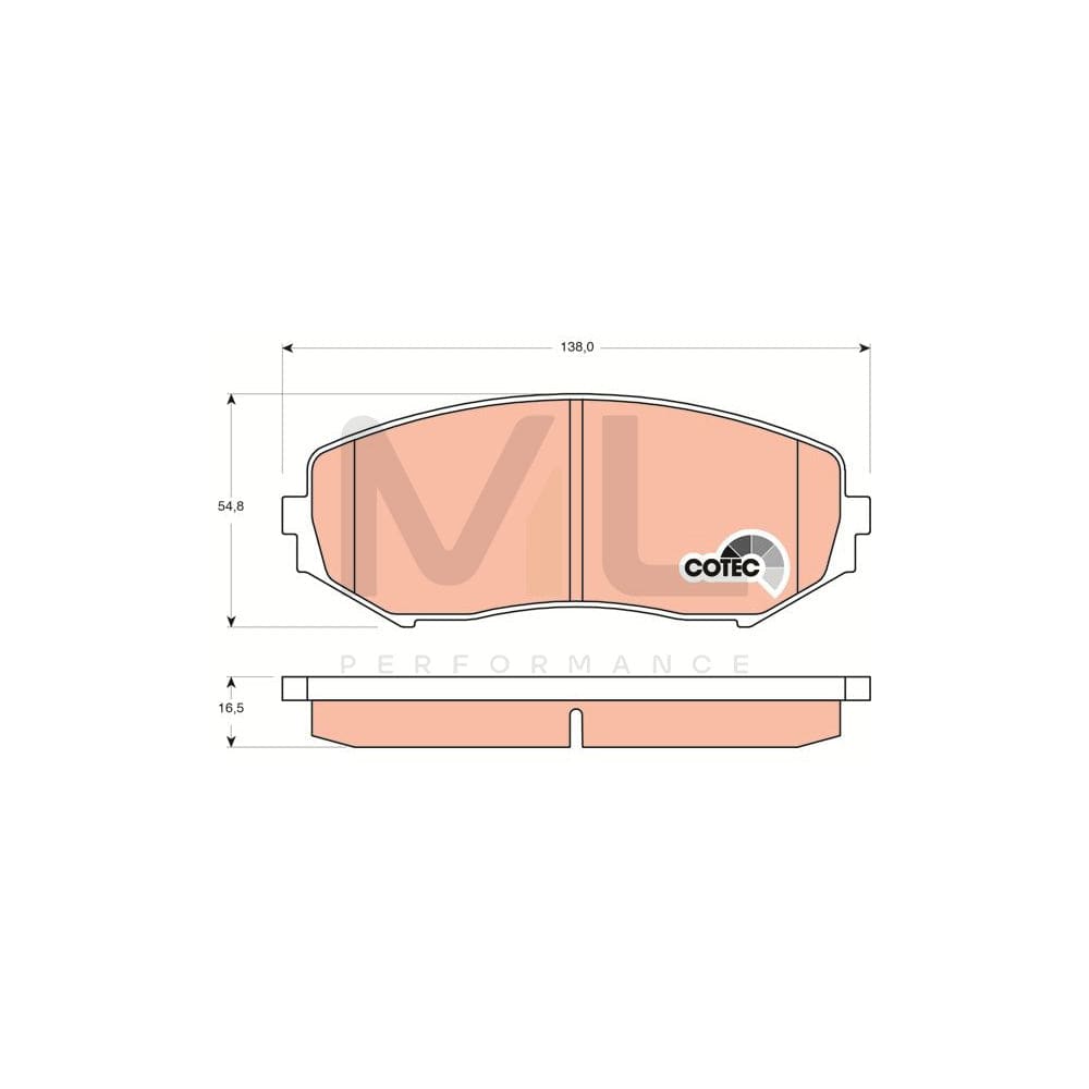 TRW Cotec Gdb3443 Brake Pad Set For Suzuki Grand Vitara Ii Off-Road (Jt, Te, Td) Not Prepared For Wear Indicator, With Accessories