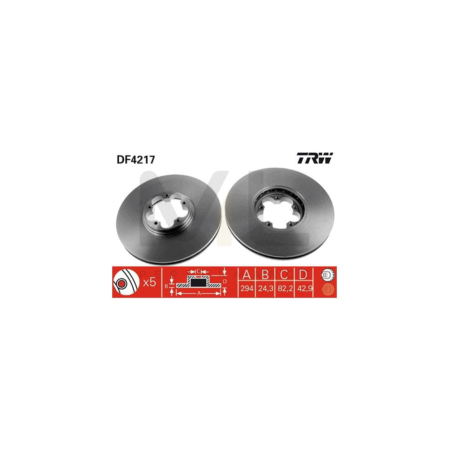 TRW DF4217 Brake Disc for FORD TRANSIT Vented, Painted - 1 piece