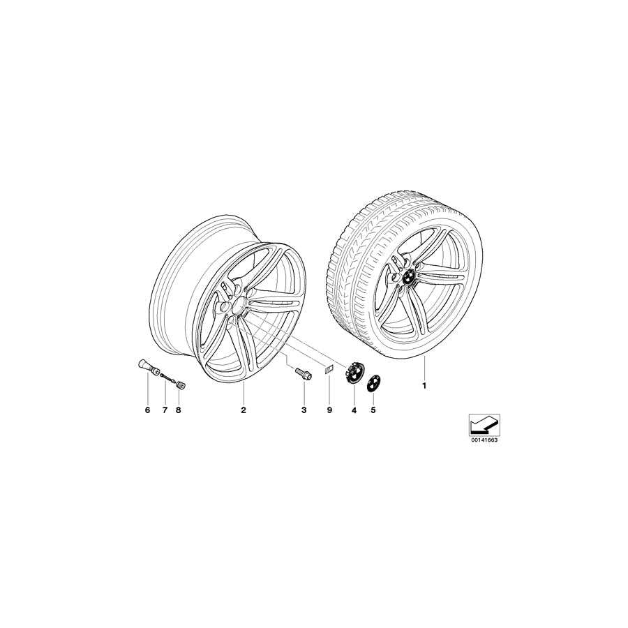 Genuine BMW 36112283850 E63 Alloy Rim Forged 9JX19 ET:6 (Inc. M6)