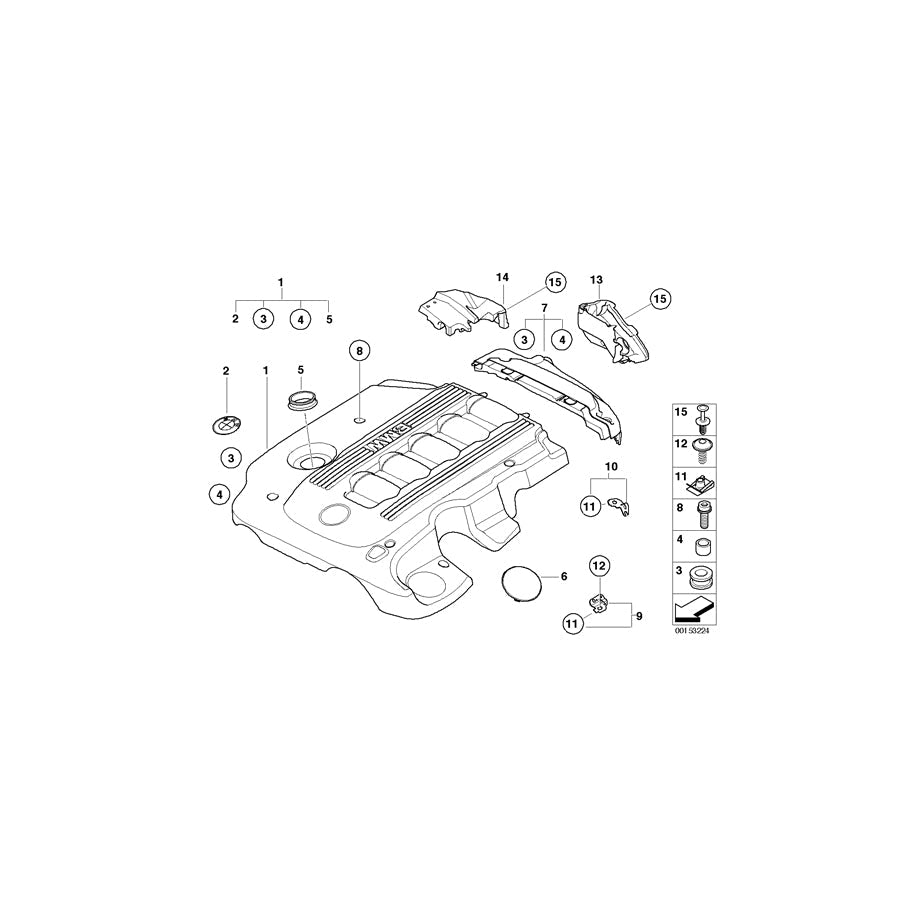 Genuine BMW 11147794769 E60 E61 Acoustic Cover Rear (Inc. 535d)