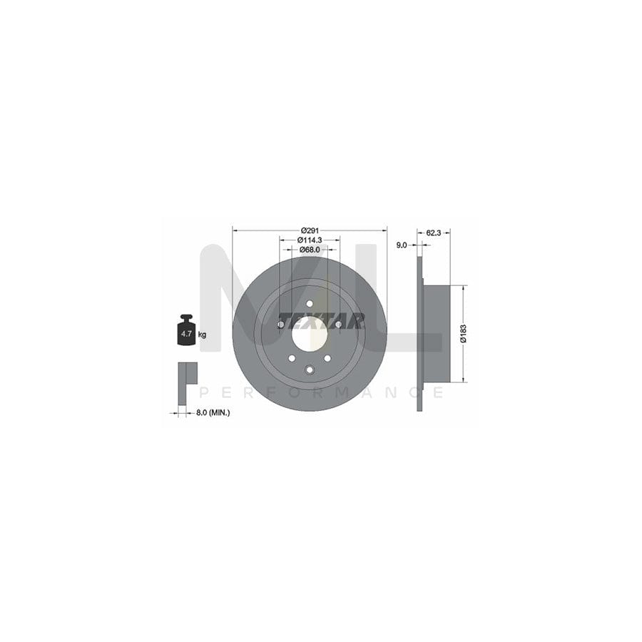 TEXTAR PRO 92237103 Brake Disc Solid, Coated, without wheel hub, without wheel studs - 1 piece