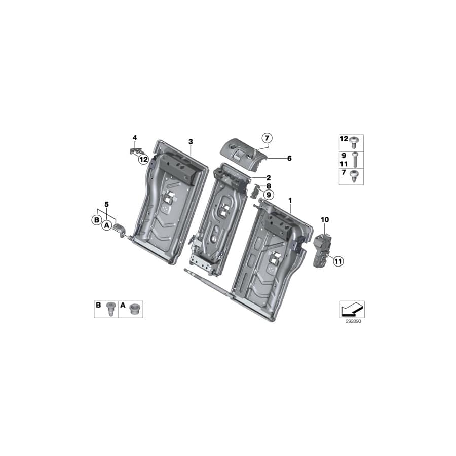 Genuine BMW 52207323919 F34 Frame, Backrest Left (Inc. 330iX, 318d & 340iX)