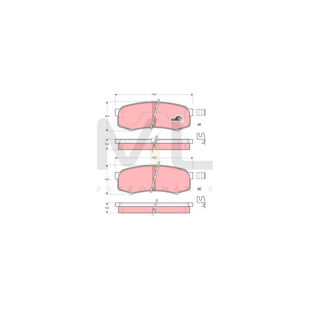 TRW Cotec Gdb3110 Brake Pad Set With Acoustic Wear Warning, With Accessories