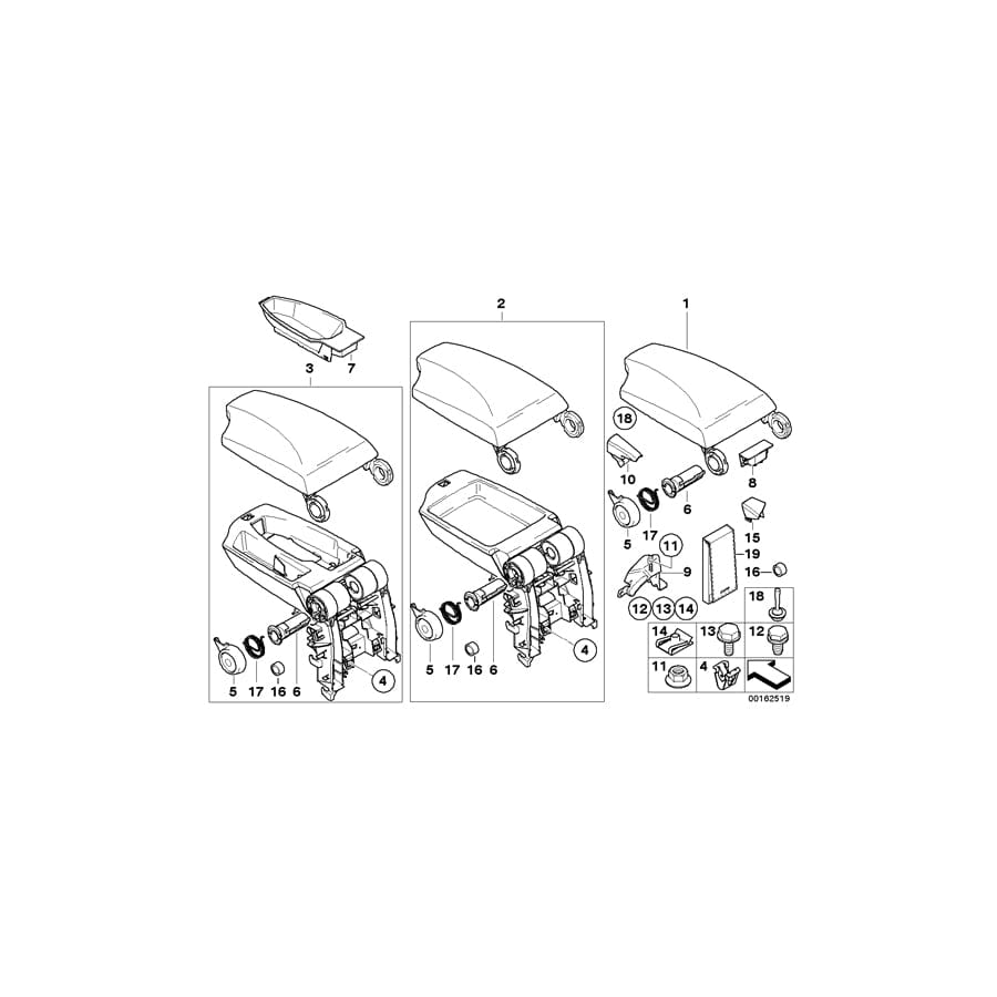 Genuine BMW 51167124592 E82 E87 Cover, Center Arm Rest SCHWARZ (Inc. 118d, 130i & M Coupé)