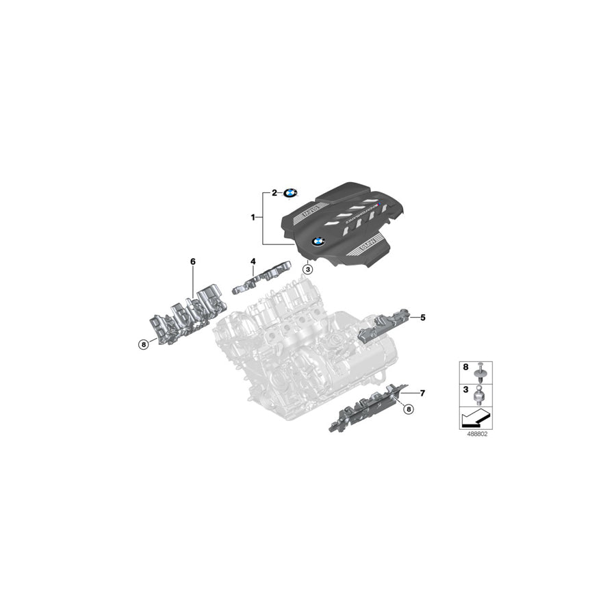 Genuine BMW 11147934624 G12 G30 G14 Cover, Acoustic, Cylinder Head Cover Zyl. 5-8 (Inc. M850iX, Alpina B7 & M550iX)