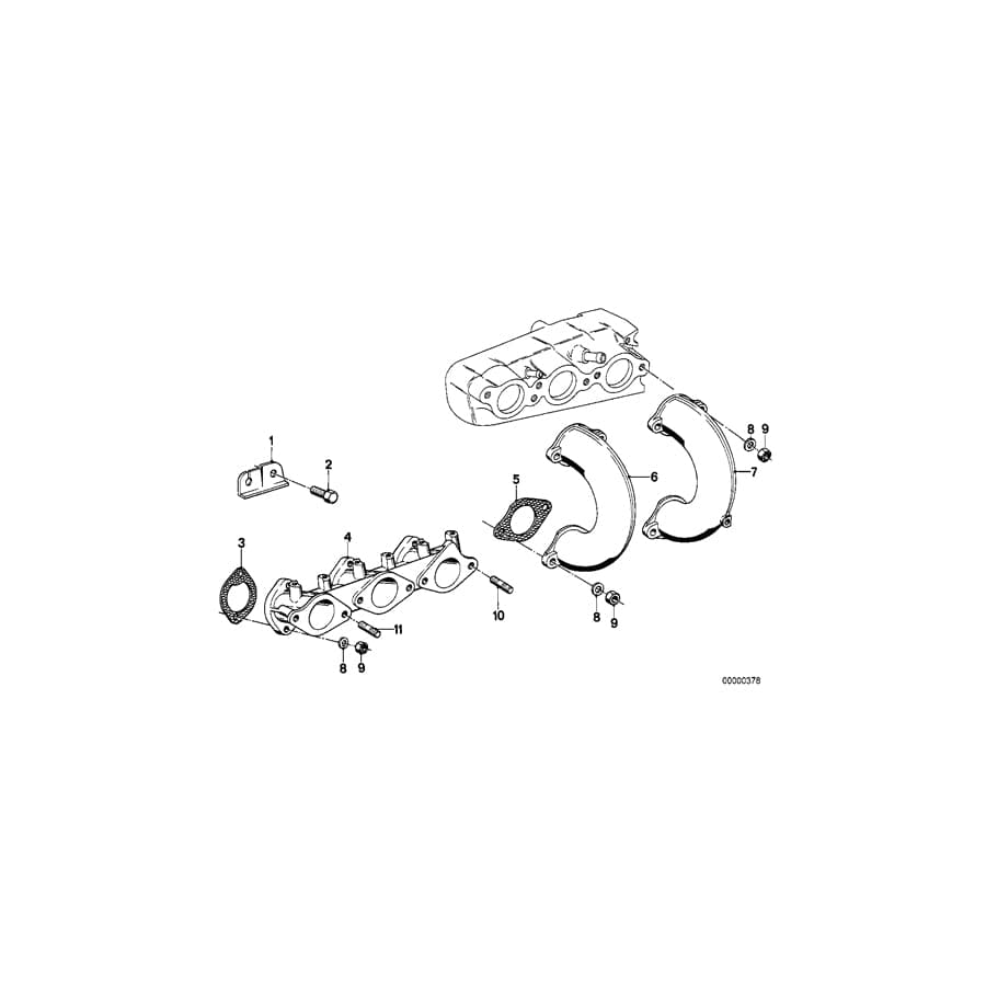 Genuine BMW 11611256415 E24 E23 E12 Intake Manifold ZYL.1-3 (Inc. 3.0CSi, 732i & 630CSi)