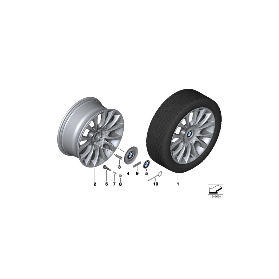 Genuine BMW 36117842656 F13 F10 F11 Light Alloy Rim 8,5JX19 ET:33 (Inc. 640dX, Hybrid 5 & 550i)