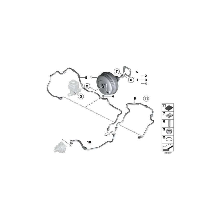 Genuine BMW 11667584655 F10 F11 Vacuum Pipe With Non-Return Valve (Inc. 523i, 528i & 530i)