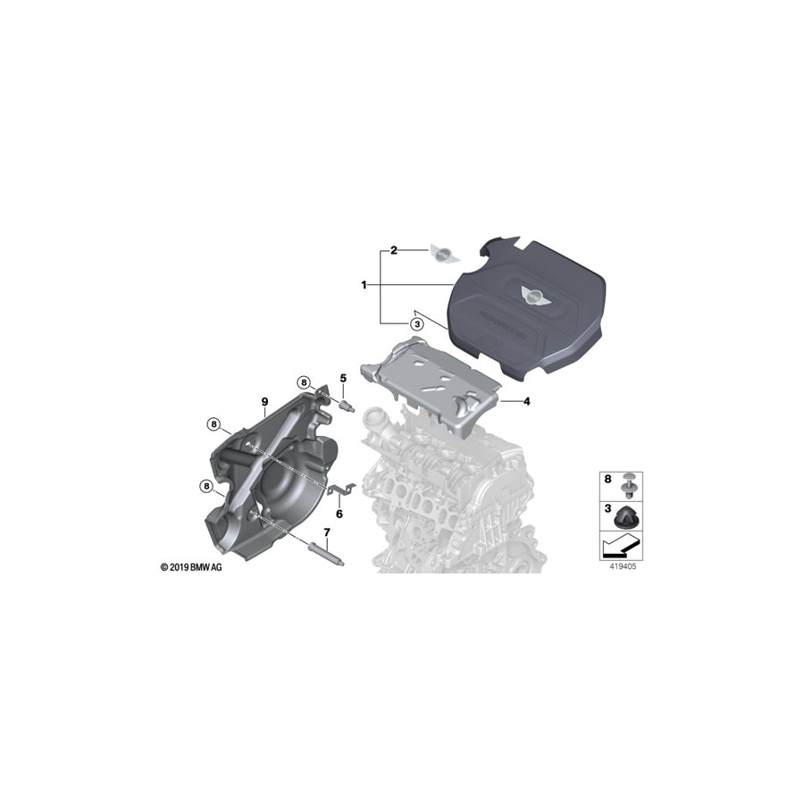 Genuine BMW 11148511374 F56 F55 Cover, Acoustic (Inc. Cooper D & One D)
