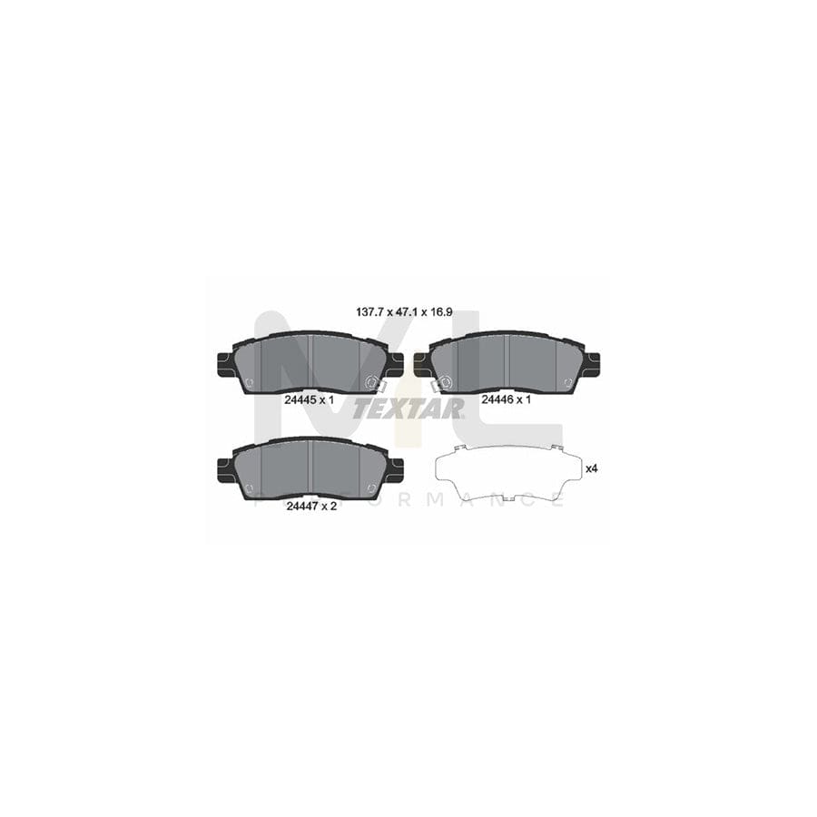 TEXTAR 2444501 Brake pad set with acoustic wear warning