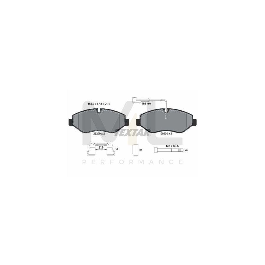 TEXTAR 2922902 Brake pad set with integrated wear warning contact, with brake caliper screws, with accessories