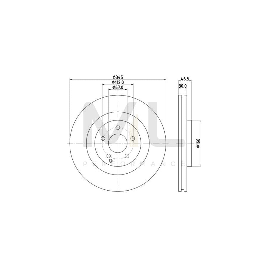 HELLA PRO 8DD 355 110-111 Brake Disc Internally Vented, Coated, without wheel hub, without wheel studs | ML Performance Car Parts