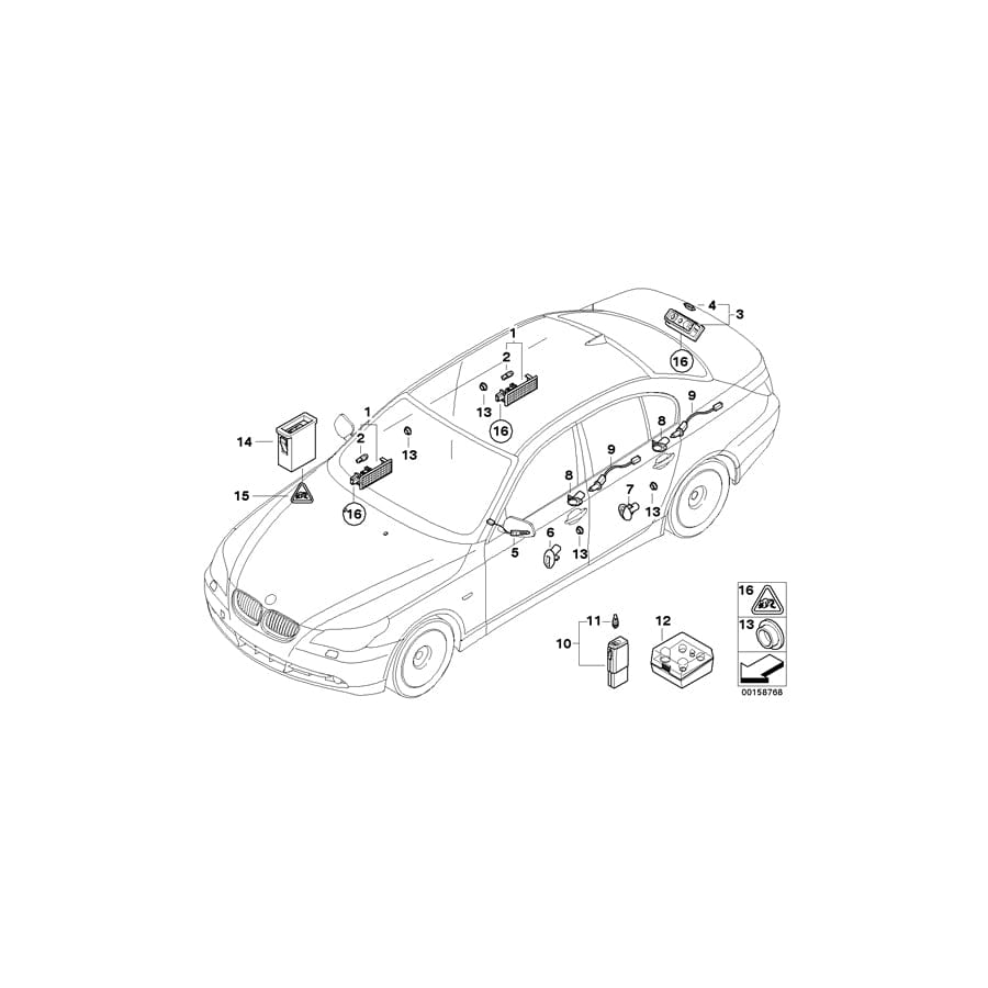 Genuine BMW 63316927006 E60 E61 Door Pocket Lighting, Rear SCHWARZ (Inc. 520d, 525d & 525i)