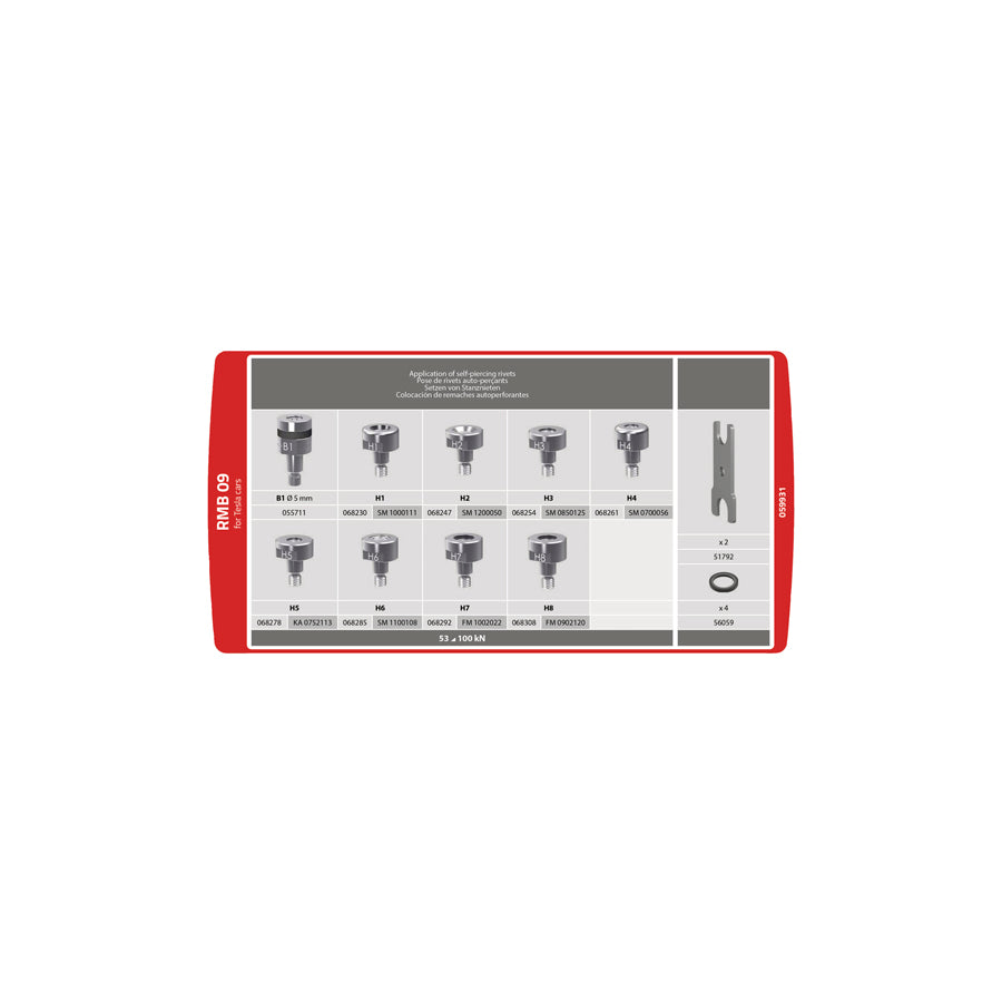 Gys 059931 Rmb 09 Die Kit For 10T/8T.Pp/10T.Pp Riveter (Tesla) Car Body Accessories