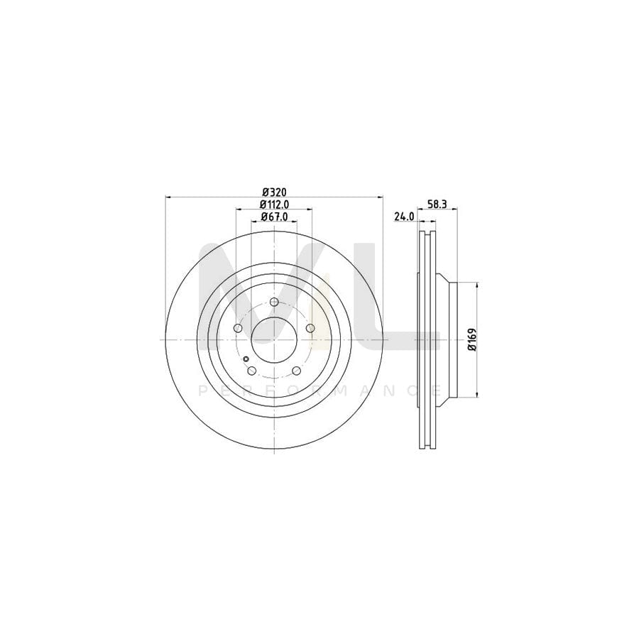 HELLA PRO High Carbon 8DD 355 128-751 Brake Disc Internally Vented, Coated, High-carbon, without wheel hub, without wheel studs | ML Performance Car Parts