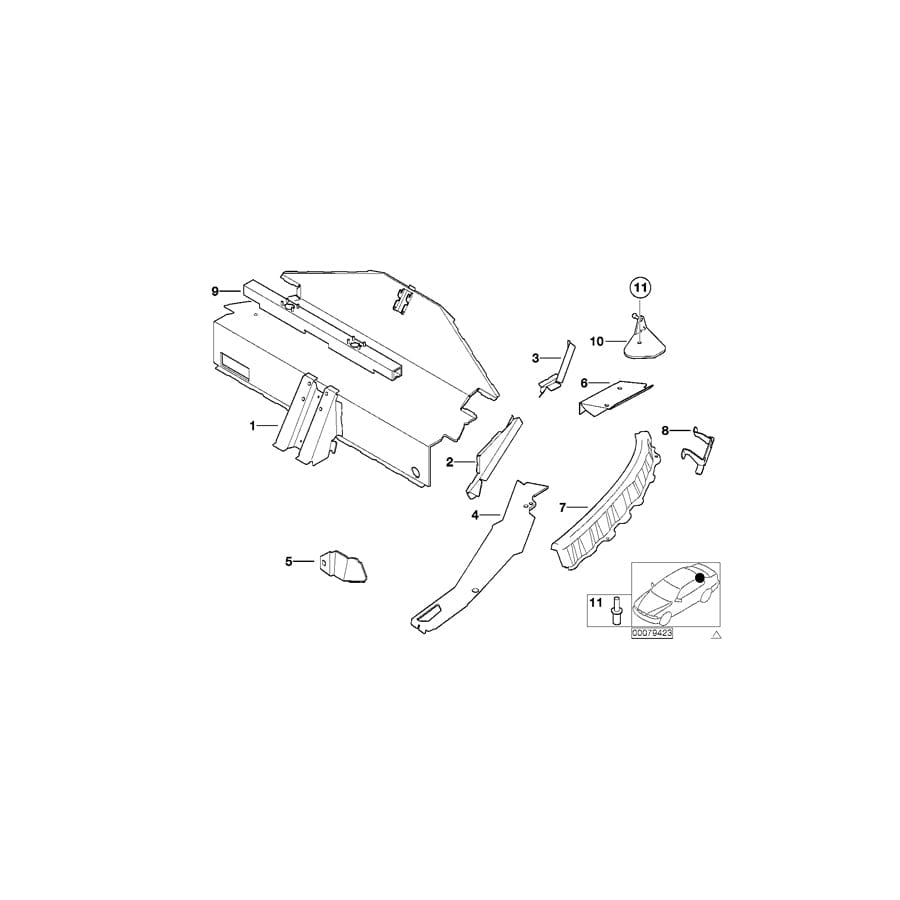 Genuine BMW 41327006280 E52 Conn.Angle Folding Top Compartment Right (Inc. ALPINA V8 & Z8)