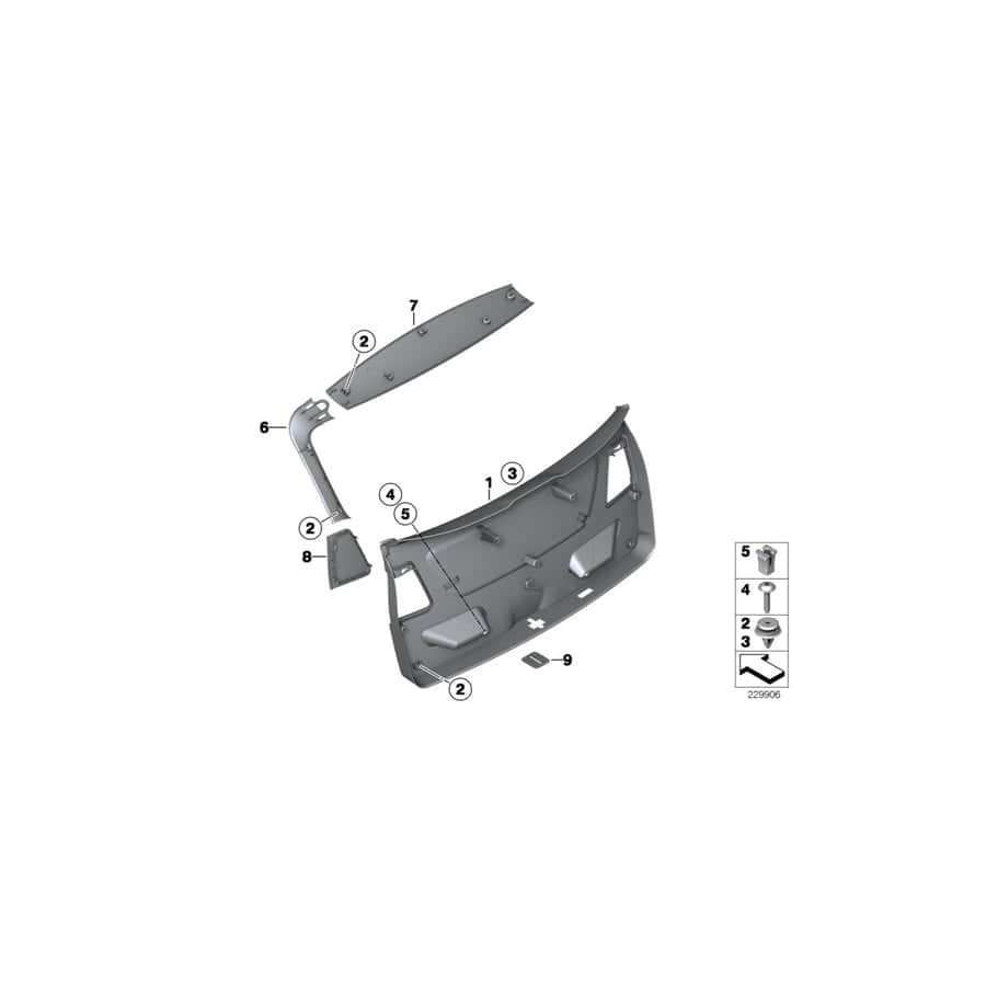 Genuine BMW 51497253883 F25 Upper Trunk Lid Trim Panel SCHWARZ (Inc. X3)