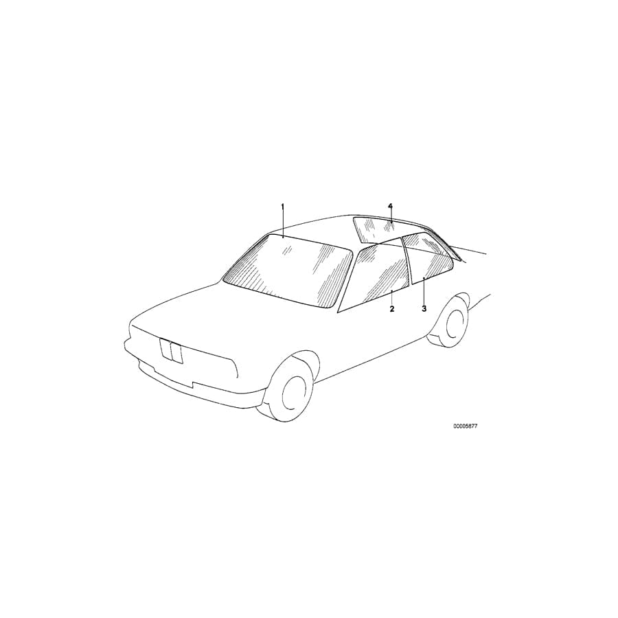 Genuine BMW 51361904842 E30 Side Window Clear Right (Inc. 325i, 316 & 320is)