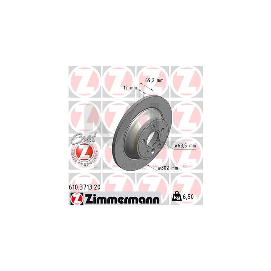 ZIMMERMANN COAT Z 610.3713.20 Brake Disc Solid, Coated - 1 piece